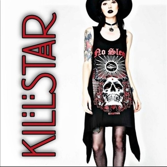 KILLSTAR No Sleep Shark Bite Hem Dress Gothic Punk Size M - Picture 2 of 5